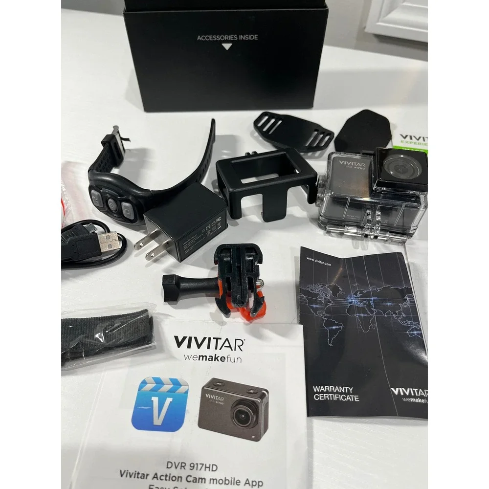 Vivitar‎ DVR 917HD Action Camera Waterproof Case Remote Accessories Bundle